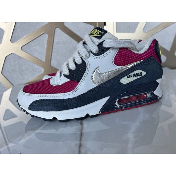 NIKE AIR MAX 90 SPORT FUCHSIA White Women SZ 7 325213-606 Sneakers Shoes - Picture 5 of 12